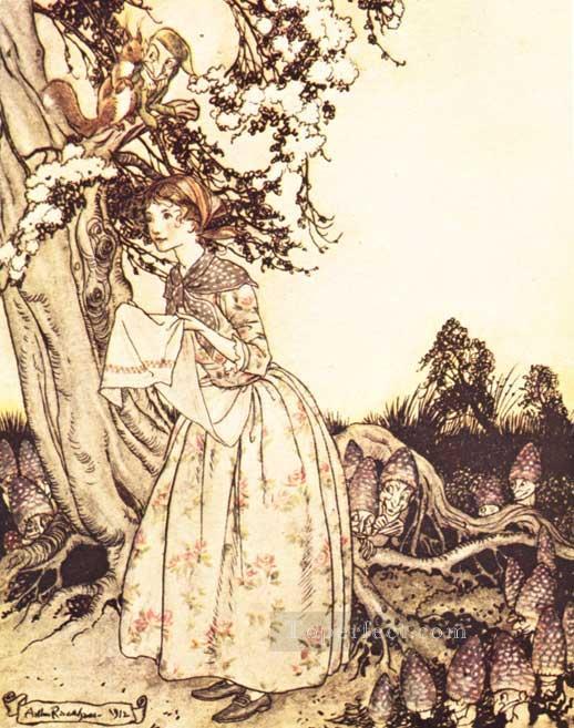 Mother Goose The Fair Maid who the first of Spring illustrator Arthur Rackham Oil Paintings